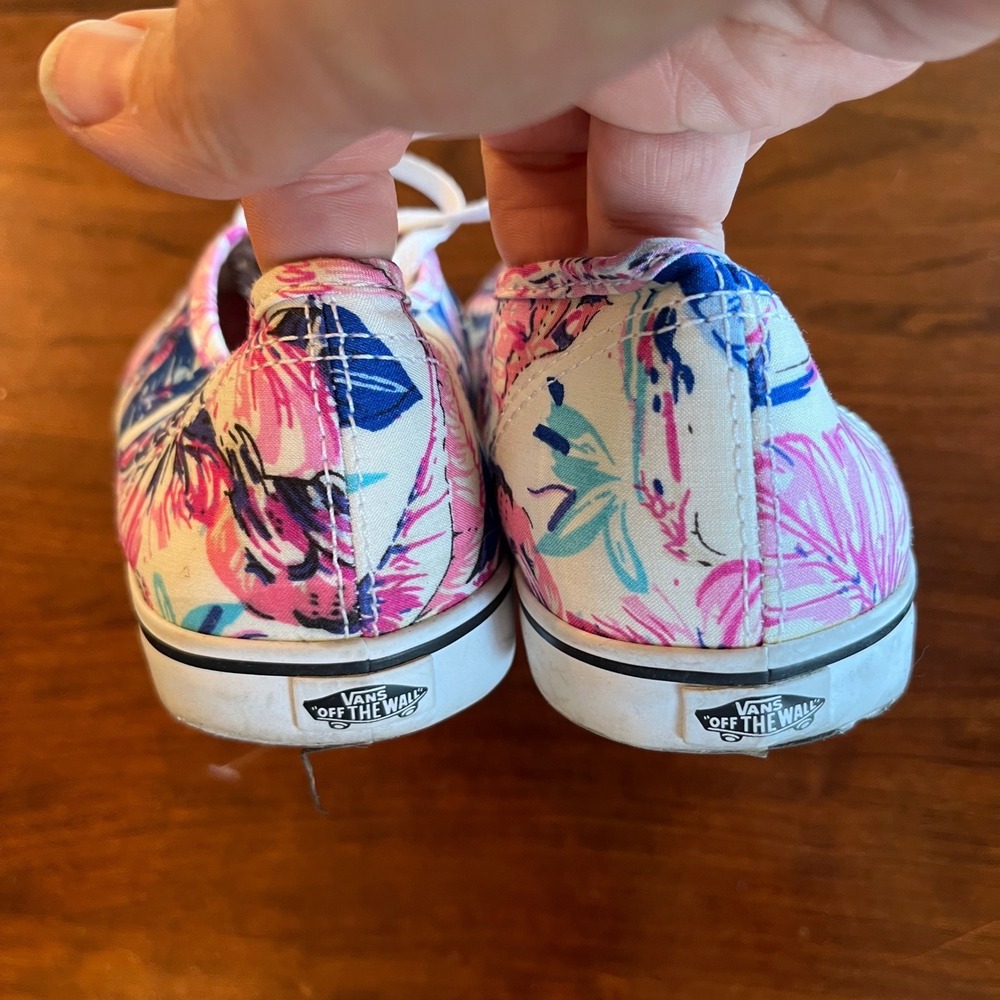 Vans Authentic Tropical Floral Palm Print Sneakers Pink Blue Womens 8.5 Mens 7.0 - Picture 5 of 6